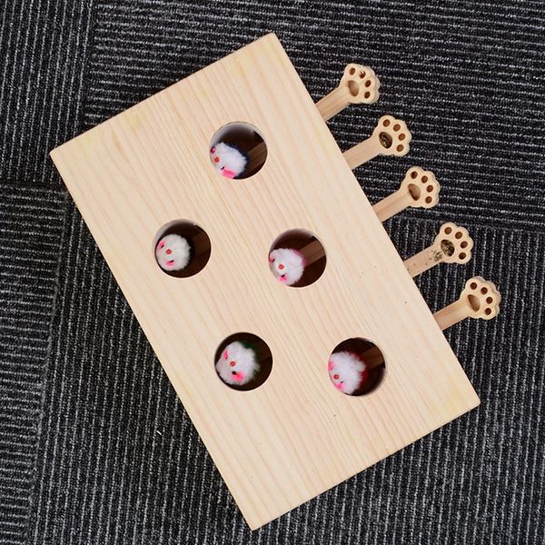

solid wooden cat toy puzzle interactive toys whack a mole shape hamster funny wooden box for playing cat supplies mouse other cat supplies