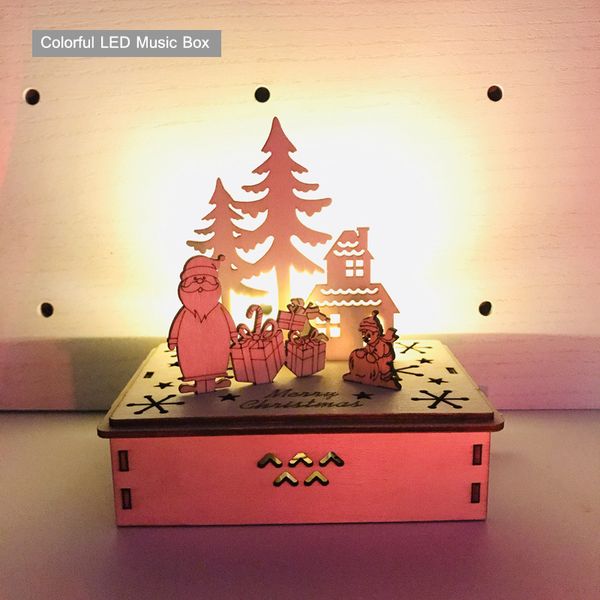 

merry christmas wooden hand shake music santa claus box music box new year gift christmas home decoration