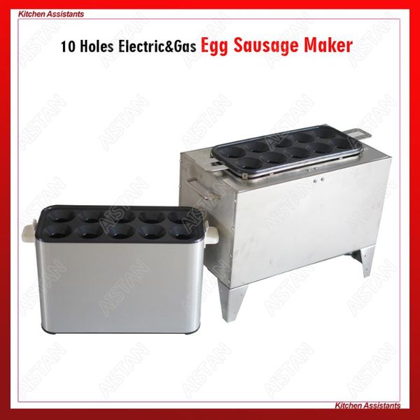 

camp kitchen syj11 electric or lpg gas multifunctional egg sausage roll maker boiler cooker machine ten tubes stainless steel fried