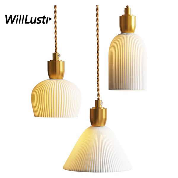 

Ceramic Nordic Pendant Lamp Aluminum LED Suspension Light Hotel Restaurant Cafe Bar Dining Room Bedroom Retro Hanging Lighting ing