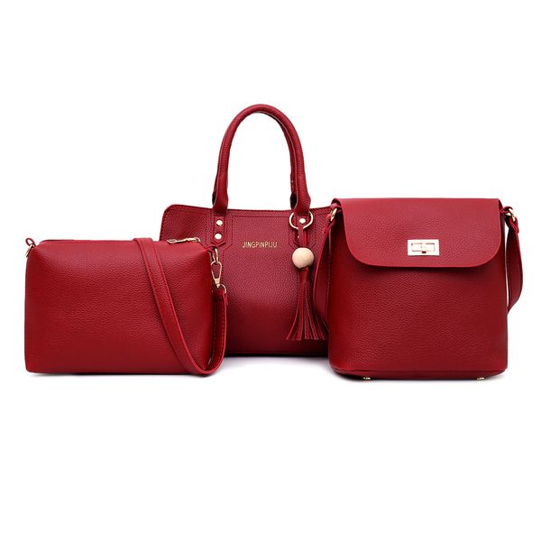 

3pcs/set solid color shoulder handbags shoulder bags tote bag crossbody wallet pu leather totes women crossbody bag