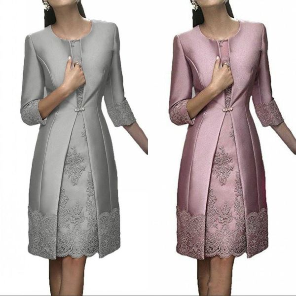 

2020 элегантный короткие матери новоселье с куртки вечера satin кружева свадьба для гостей платье матери костюма платья невесты groom платья, Black;red