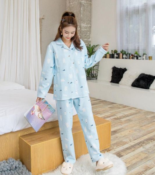 

autumn & winter new style dissection padded confinement clothing three layer thin cotton air layer pregnant women pajamas hidden, White