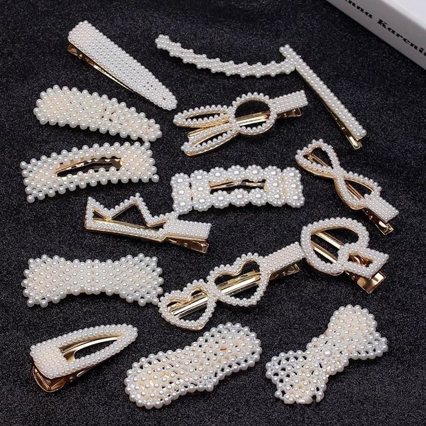

fashion imitation pearl hair clip for women girls barrette handmade pearl flower crown hairpin hair accessories wedding party gifts, Golden;silver