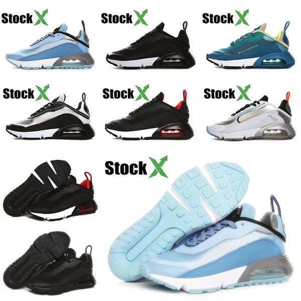 

wholesale 2090 b30 men women running shoes light blue stock x luxury quality bred sports brand silver triple black designer sneakers, White;red