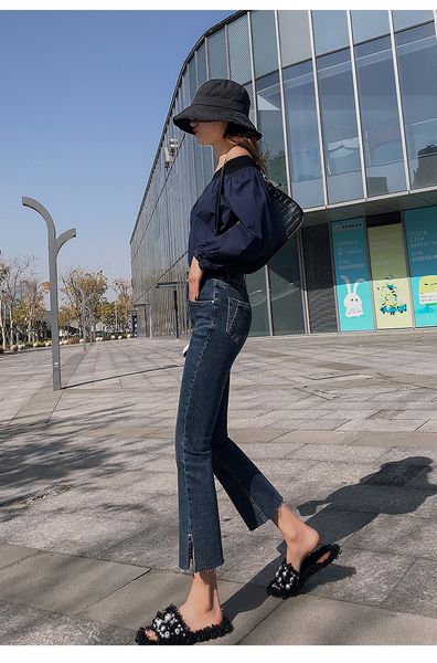 

deep blue women's tailored waist and hip princess jeans bk3848