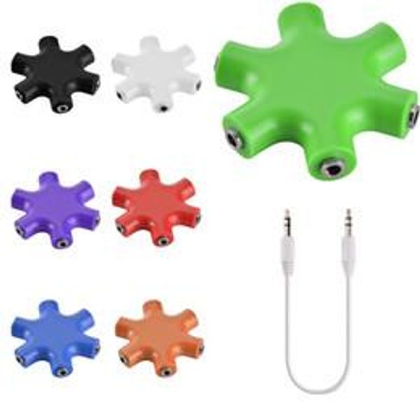 

on discout 1 to 5 3.5mm audio cable earphone splitter adapter 6way headphone multi splitter audio adapter earphone 3.5hub
