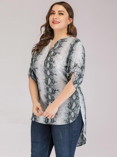 

женщины 's tops рубашка негабаритные повседневные свободные плюс размер v-образным вырезом половина рукава шифоновая рубашка высокая низка, White