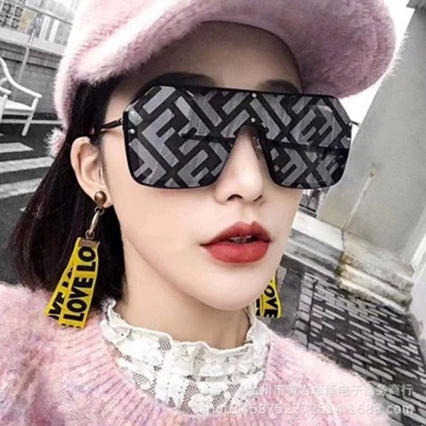 

luxury brands oversize one pieces square sunglasses women letter mirror coating fashion men shades sun glasses, White;black