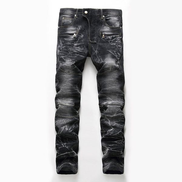 

jeans men's foreign trade nostalgic motorcycle jeans straight tide male personality trousers 1127, Blue