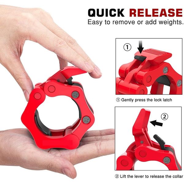 

1 pair barbell clamps olympic weight bar plate locks collar clips quick release for workout weightlifting fitness training