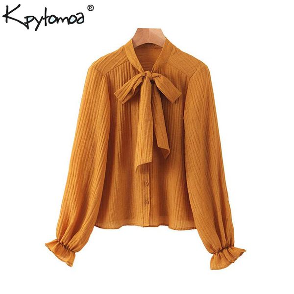 

vintage stylish office wear bow tie collar blouses women 2019 fashion long sleeve female elegant shirts chic lady, White