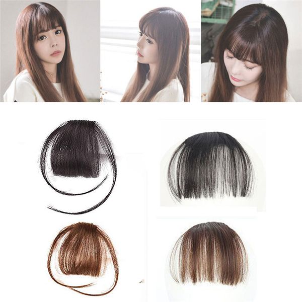 

100% real human hair bangs clip on real hair extension front neat bang fringe 5 colors choose for woman, Black