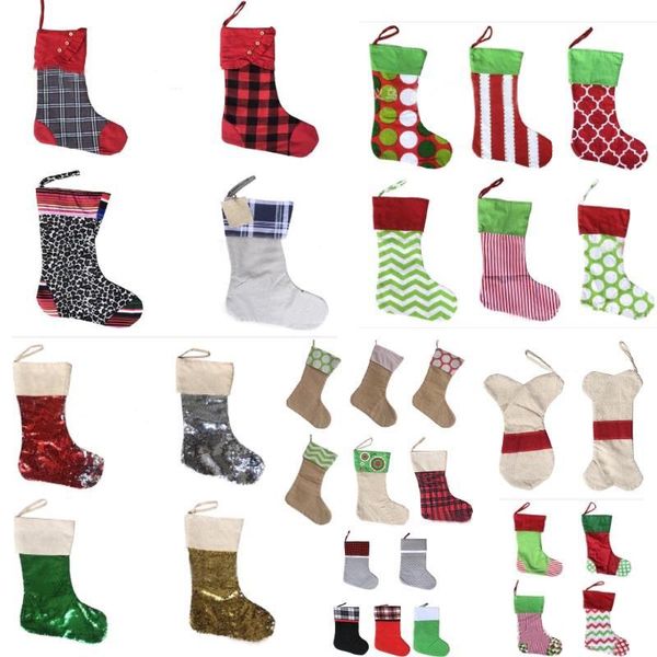 

christmas tree pendant stocking decoration embroidery striped leopard candy sock bags xmas gift bag dhl an2558