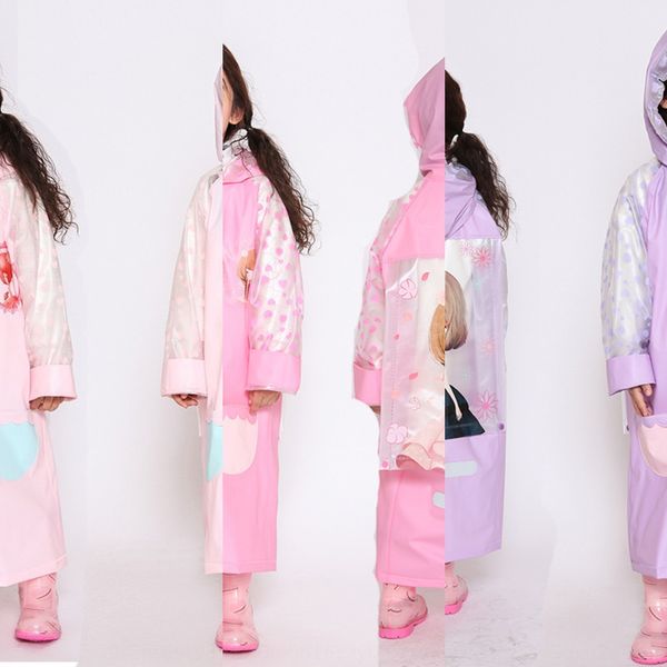 

blue ant children's cartoon raincoat bag cloak cloak kindergarten raincoat male and female pupils with schoolbags poncho, Red;brown