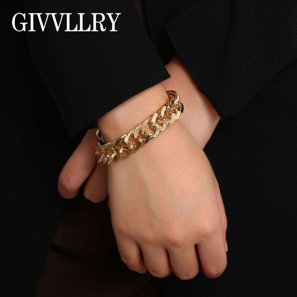 

punk cuban snake chain bracelet bangle accessories gold silver heavy chunky chain bracelets for women men statement jewelry, Black