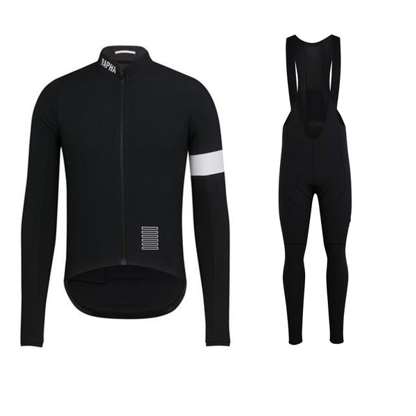 

rapha team cycling long sleeves jersey (bib) men`s sets mens quick dry ropa ciclismo mtb clothes racing wear q1008, Black;red