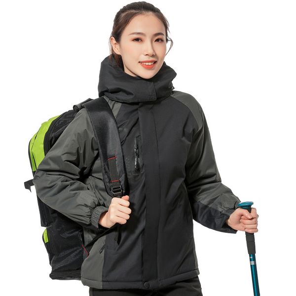 

women's winter outdoor jacket windproof waterproof warm fleece softshell clothing mountaineering camping jacke sport ski suit, Blue;black