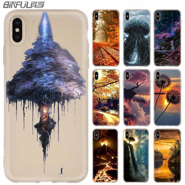 

romantic road phone cases luxury silicone soft cover for iphone xi r 2019 x xs max xr 6 6s 7 8 plus 5 4s se coque