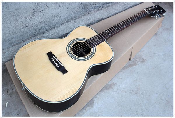 

dots inlay chrome tuners solid acoustic guitar with body binding,rosewood fretboard,can be customized
