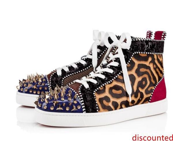 

fashion france men luxury designer red bottom sneakers spikes orlato men flat studs sneaker paris trainers high cut skate 35-46 discount t18