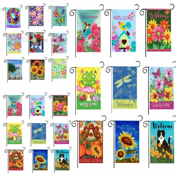 

new party animal bird welcome print garden flag polyester diy yard hanging flag house decoration portable banner flags 26style i402