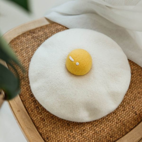 

cashmere cute female poached egg all-match handmade wool blanket beret pumpkin beret painter pumpkin hat, Blue;gray