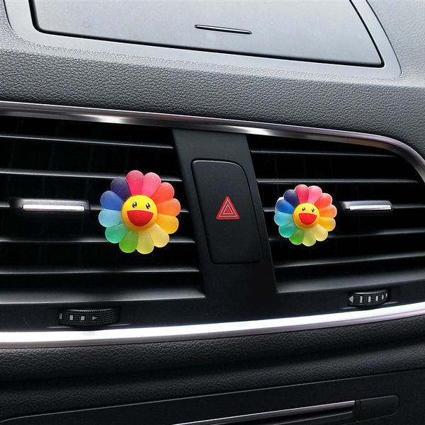 

seven color smiling face sunflower modelling lady car perfume clip 1 pairs beautiful color flowers car perfume