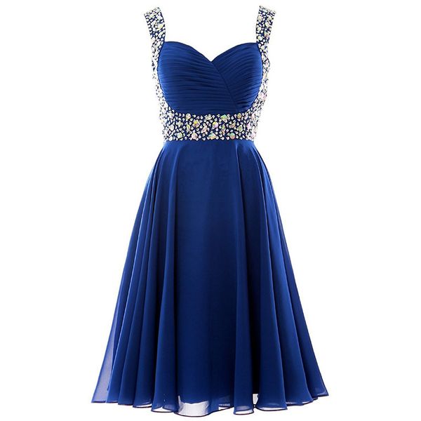 Frisado Chiffon vestido Homecoming 2020 Vestidos Spaghetti partido Curto Prom Vestido preto roxo azul marinho