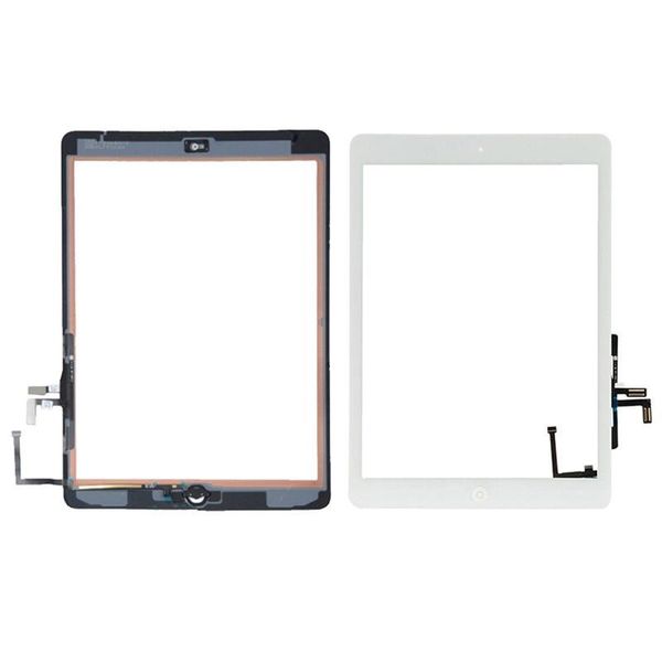 oem aaaa per ipad air ipad 5 touch screen digitizer display in vetro frontale sostituzione del pannello a sfioramento pulsante home flex adesivo adesivo