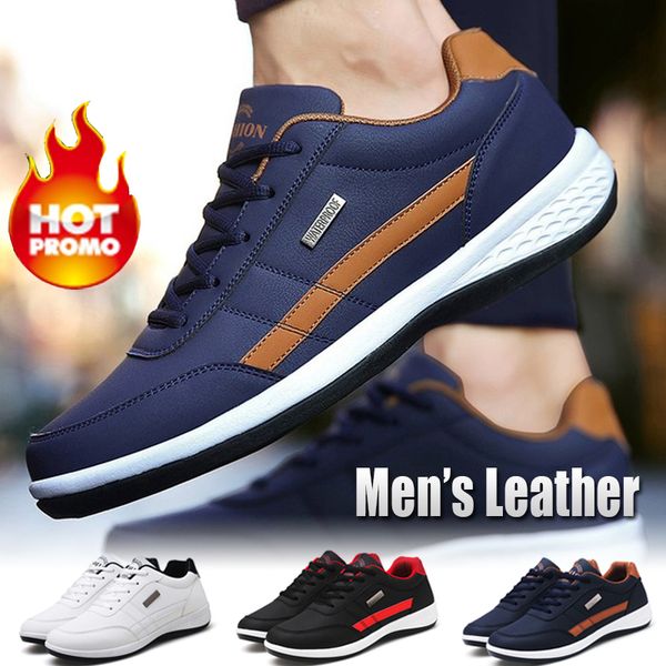 

2019 new fashion men sneakers for men casual shoes breathable lace up mens casual shoes spring leather shoes men chaussure homme t200108, Black