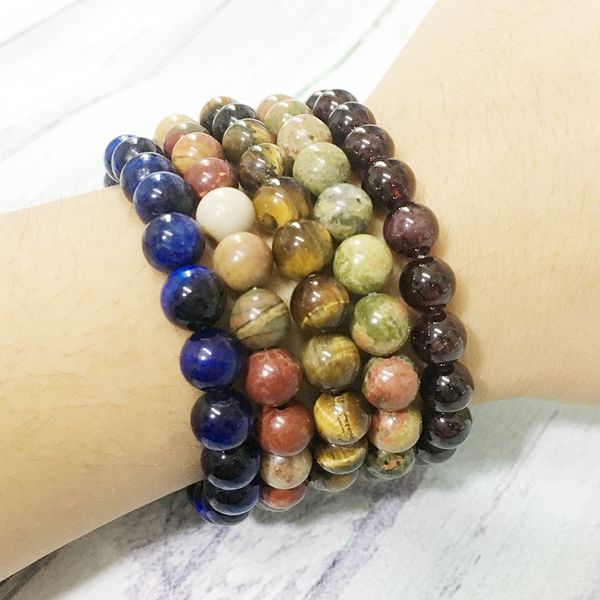 

mg0425 bracelet set natural gem stone energy power bracelet tiger eye stone picasso jasper bracelet, Black