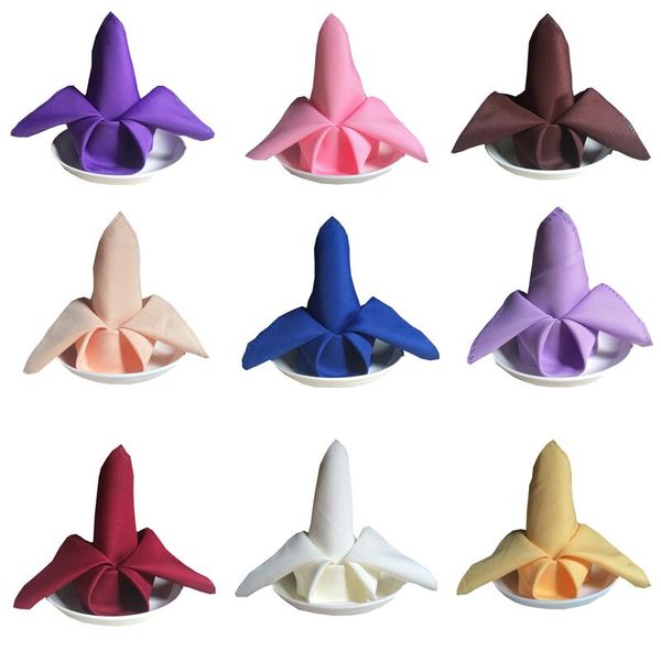 

48x48cm 30pcs/set solid polyester table napkins square handkerchief cloth diner banquet wedding party home decoration wholesale