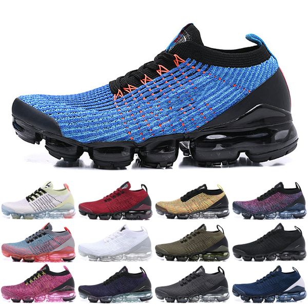 

2019 Top Fly 3.0 Men Women Running Shoes Triple Black White Blue Knit Brand New 3s Jogging Sneakers Designer Sport Shoes 36-45