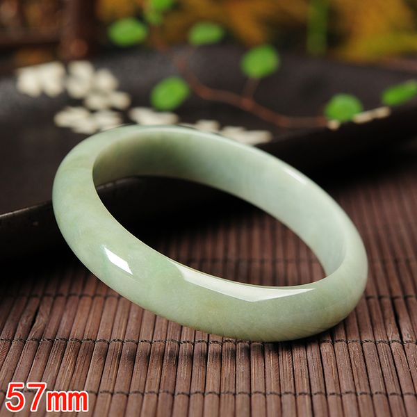 

burmese jade pale green jade bracelet genuine natural a goods 57# big circle mouth bracelet wrist with certificate, Golden;silver