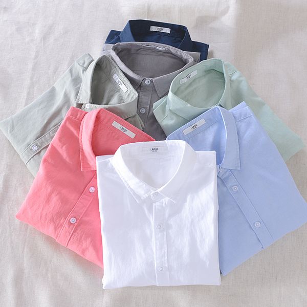 

men spring and autumn fashion brand japan style vintage simple solid color cotton linen long sleeve shirt male casual thin shirt, White;black