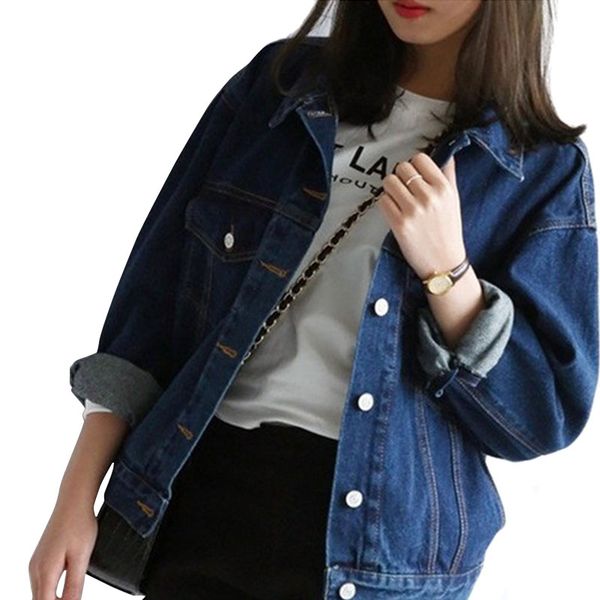 

newly korean spring autumn women lady jeans coat long sleeve vintage denim jacket loose casual coats girls outwear dod886, Black;brown