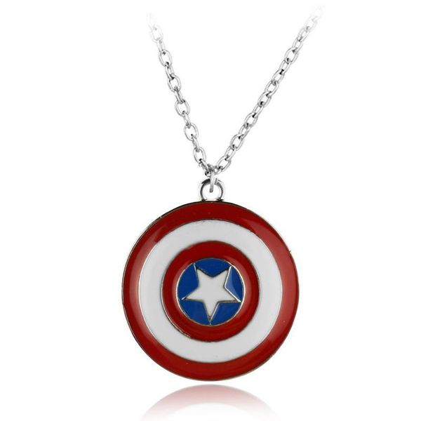 

captain america necklace the avengers rotatable pentagram pendants necklaces fashion gift avengers jewelry accessories, Silver