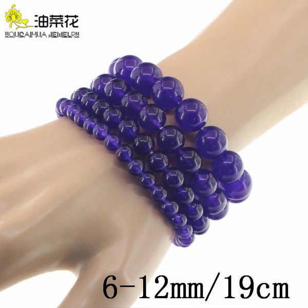 

fashion charm natural stone amethysts jades 6-12mm round bead bracelet gems accessories yoga man woman gift christmas wholesale price 7.5inc, Black