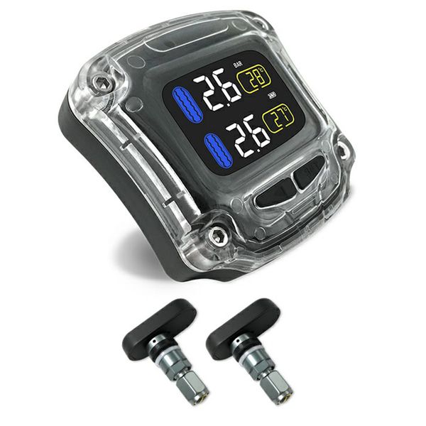 

tpms waterproof real time tools tire pressure with 2 sensor lcd display electronic monitoring system motorcycle internal