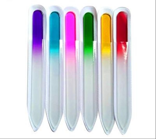 

90 * 10 * Уход 3MM пилочки стекла Прочный Nail Buffer Кристалл файла ногтей 3,5 9CM Красочные Бесплатная доставка