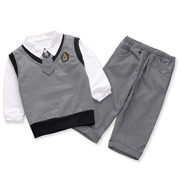 

kids baby boys blazer wedding suits for boys toddler vest t shirt tie pants gentleman set cotton clothes preppy school uniform, Blue