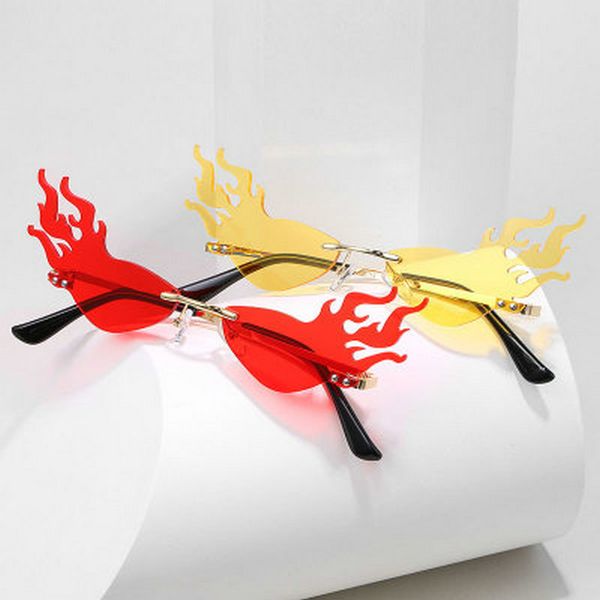 

firewave sunglasses 2020 new fashion fire wave sun glasses women men rimless flame sunglasses eyewear luxury design narrow shade owhzz mponq, Blue