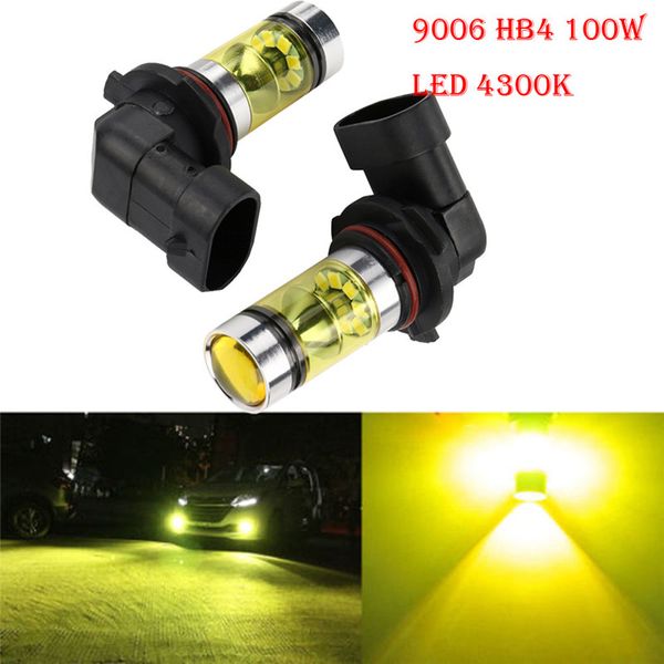 

kongyide car light 2pcs 9006 hb4 led 2323 projector fog light daytime 100w 4300k drl bulbs lamps yellow dropship f27