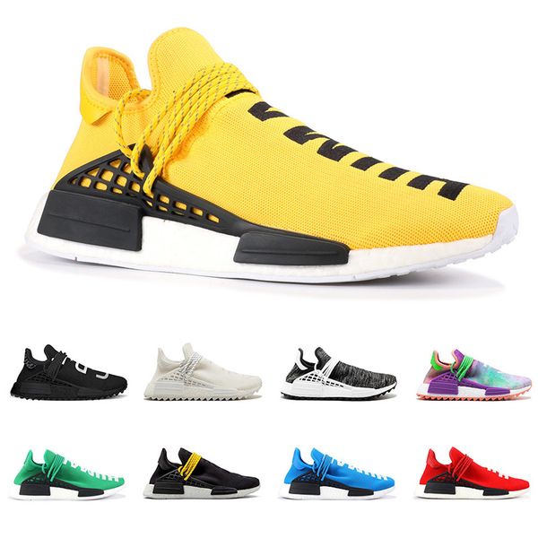 

2019 human race hu pharrell williams men women running shoes nerd black cream yellow white chalk coral women sports sneakers