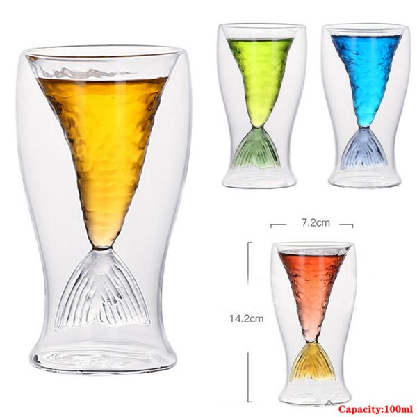 

новый 100мл творческий кристалл русалка хвост кубок transparent glass fish tail практический творческий вино кубок жаростойкие чашки бар сте