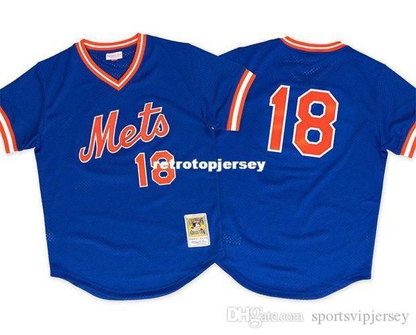 

mitchell & ness new york #18 darryl strawberry 1986 mesh jersey throwbacks mens stitched baseball jerseys, Black;blue