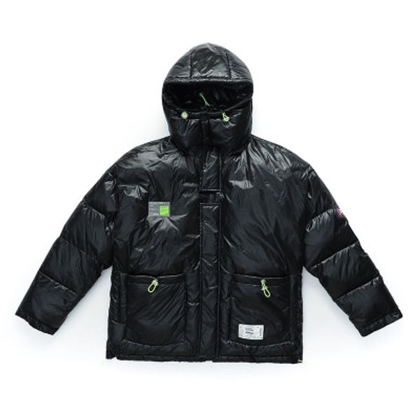 

mens designer down coat luxury badge sticker thick clothes brand casual warm hooded jackets winter outdoor streetwear womens coat 2019, Black