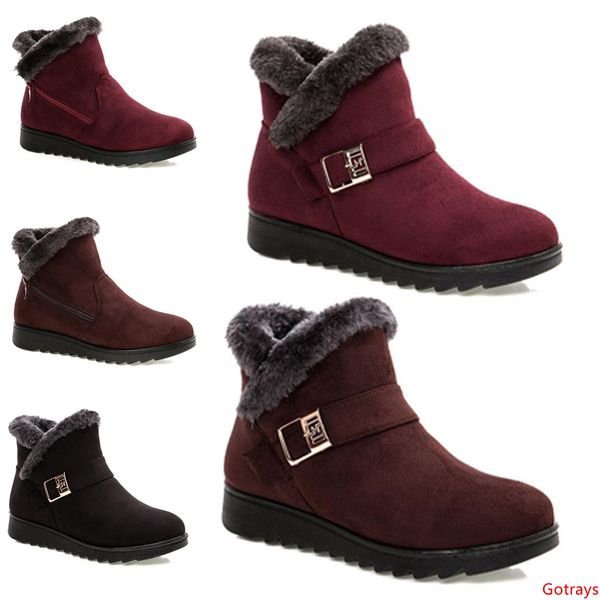 

2020 non-brand winter women snow boots triple black wine red brown suede ankle boots mother shoes keep warm 36-40 style 47