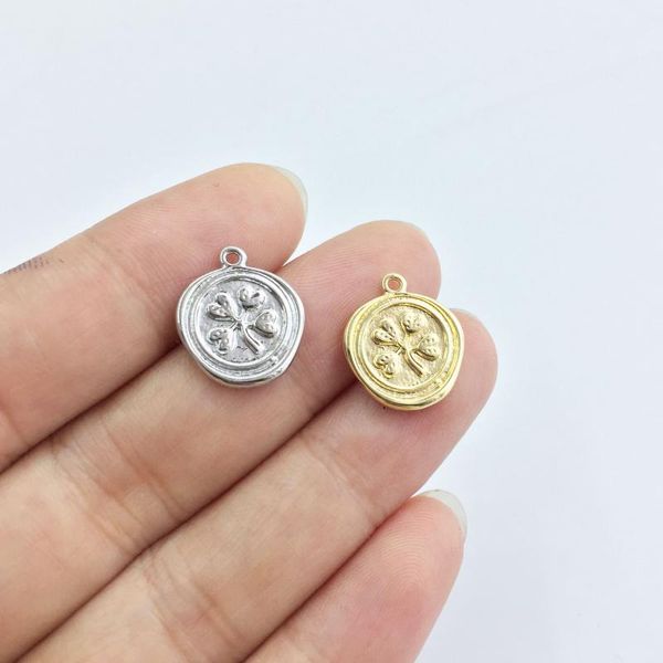 

eruifa 20pcs 12mm pretty coin with glover print zinc alloy necklace,earring bracelet jewelry diy handmade 2 colors, Bronze;silver